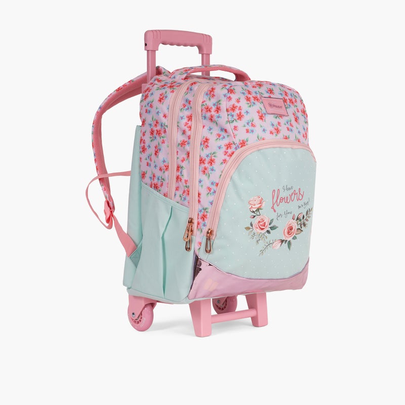 PAUSE Floral Print Trolley Backpack for Girls - Image 2